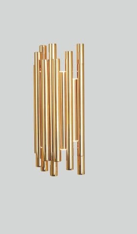 Kinkiet LAMPA ścienna ORGANIC W0187D Maxlight metalowa OPRAWA sople LED 8W 3000K tuby złote