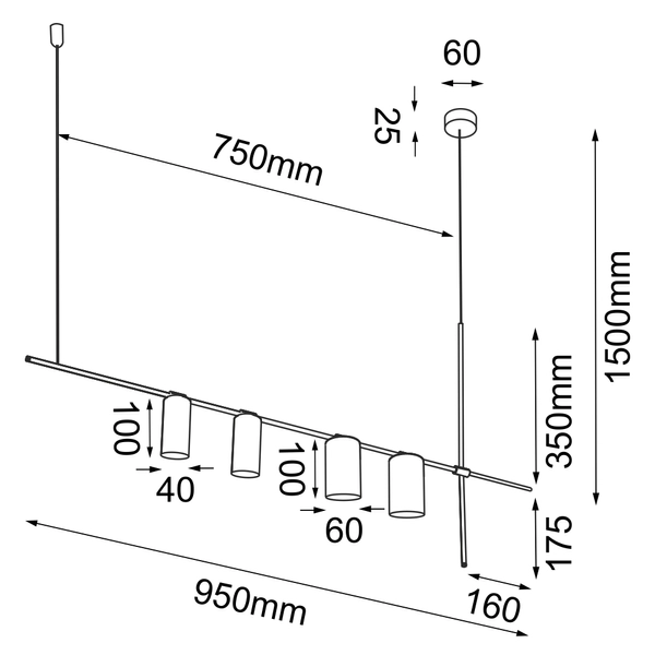 Regulowana LAMPA wisząca NAMASU 7928 Shilo metalowa OPRAWA regulowany ZWIS tuby czarne
