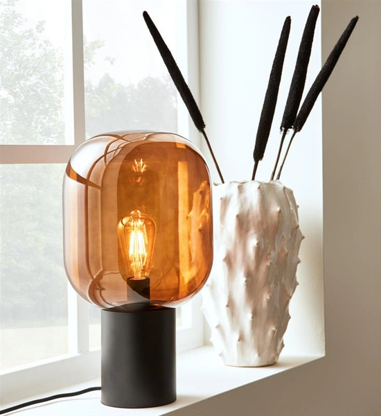 Stojąca lampka stołowa Brooklyn 108294 szklana brązowa czarna