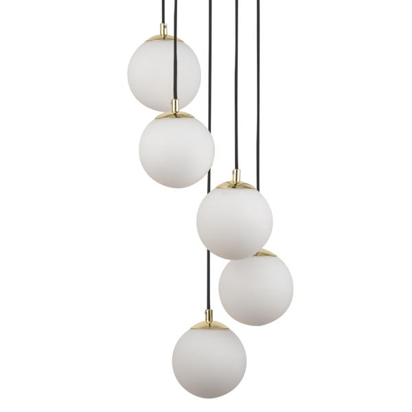 Kaskadowa lampa wisząca Piano 33659 Sigma kule balls białe czarne mosiądz