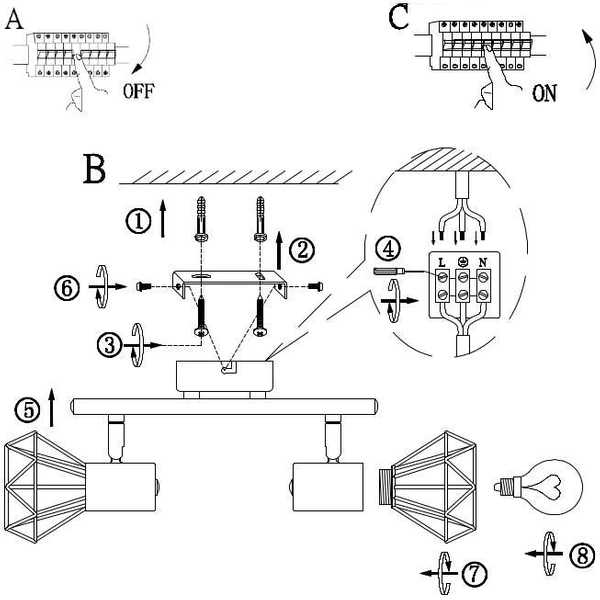 Plafon LAMPA sufitowa XARA 54802-2 Globo druciana OPRAWA ścienna KINKIET regulowany drut chrom