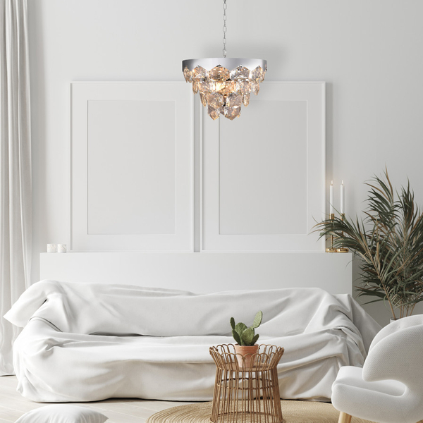 Pałacowa LAMPA wisząca GRACE ML5993 Milagro kryształowa OPRAWA okrągły ZWIS na łańcuchu chrom