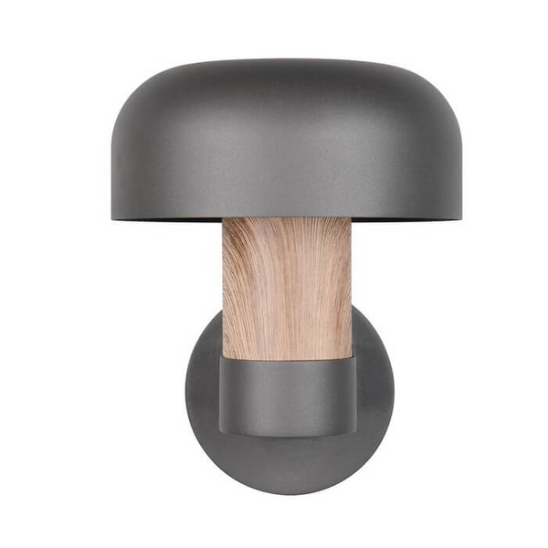 Ścienna lampa do ogrodu FRASER 262560135 grzybek IP54 szary drewniany