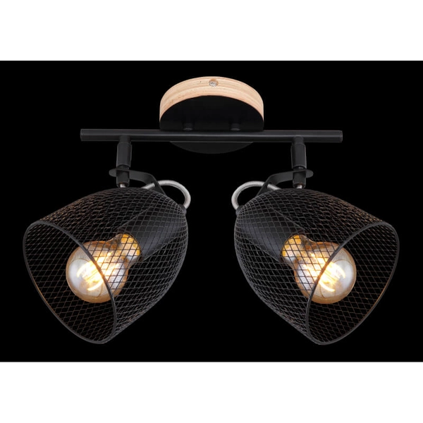 Sufitowa lampa kierunkowa Josina 54034-2 czarna drewno