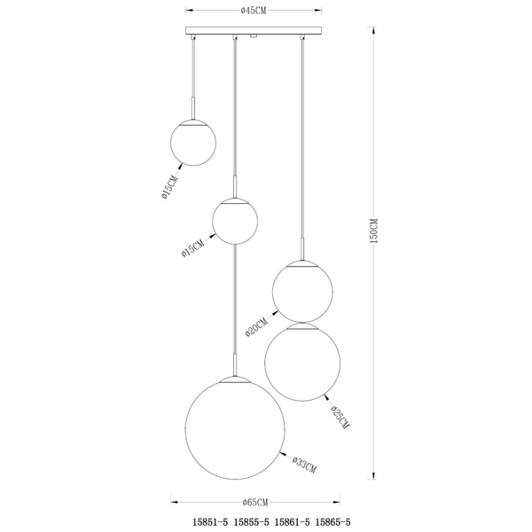 LAMPA wisząca VARUS 15851-5 Globo szklana OPRAWA zwis kaskada szklane kule balls chrom przezroczyste