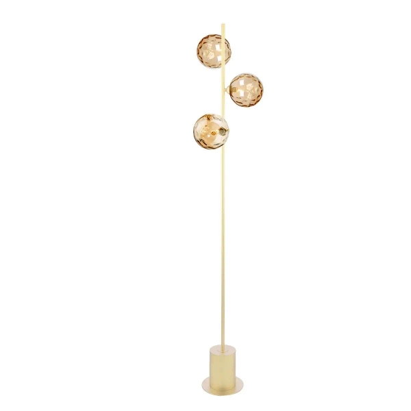 Podłogowa lampa do salonu Spiral SPI5535-11 kule bursztynowe złoty