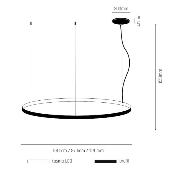 Wisząca lampa minimalistyczna Atari LED 51W 3000K biała