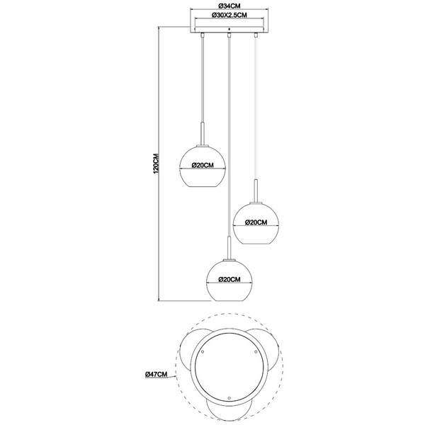 Wisząca LAMPA kaskada ADARA 15462H1 Globo szklana OPRAWA loftowy ZWIS kule balls przezroczyste mosiądz