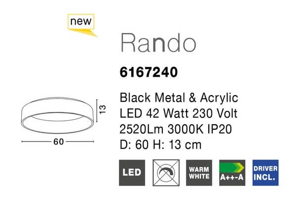 Sufitowa lampa gabinetowa Tome Smart LED 42W 3000K circle czarna