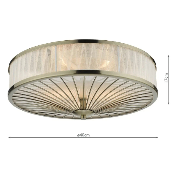 Antyczna lampa sufitowa Oslo OSL5075 okrągła kość słoniowa mosiądz