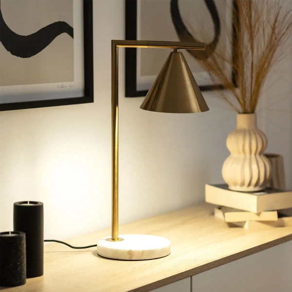 Stołowa lampa Libro ABR-LSV-E27 Abruzzo regulacja marmur złoty