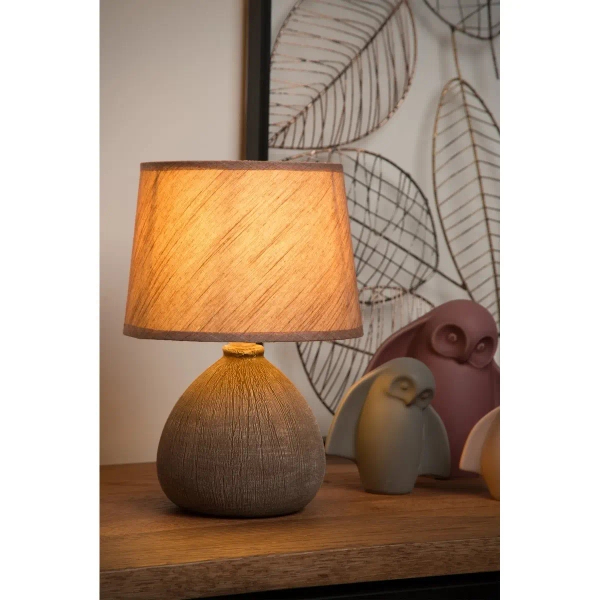 Skandynawska nocna lampka Ramzi 47506/81/43 tkanina ceramika brązowy