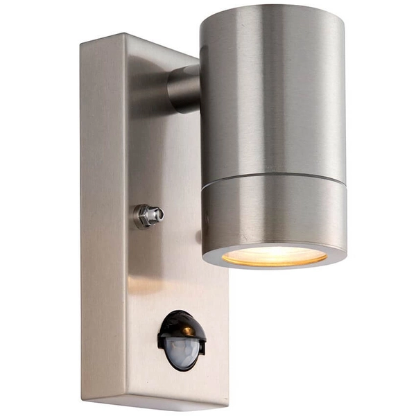 Lampa na elewację z czujnikiem ruchu Palin PIR 101351 tuba IP65 srebrna