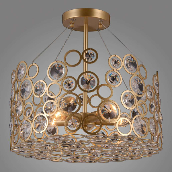 Plafon LAMPA sufitowa NARDO PNPL-33064-5-CH.G Italux metalowa OPRAWA okrągła z kryształami glamour złota szampańska
