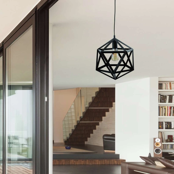 Retro LAMPA wisząca DENMARK 305534 IL MIO metalowa OPRAWA vintage zwis klatka czarna