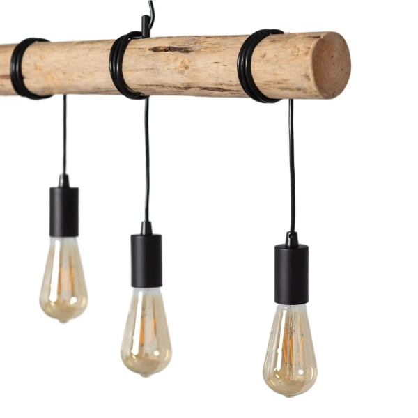 Industrialna wisząca lampa Cerveza ABR-LWL-5XE27 nad wyspę drewniana czarna
