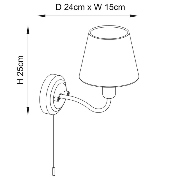 Abażurowa lampa ścienna Conway 93852 z włącznikiem beżowa mosiądz