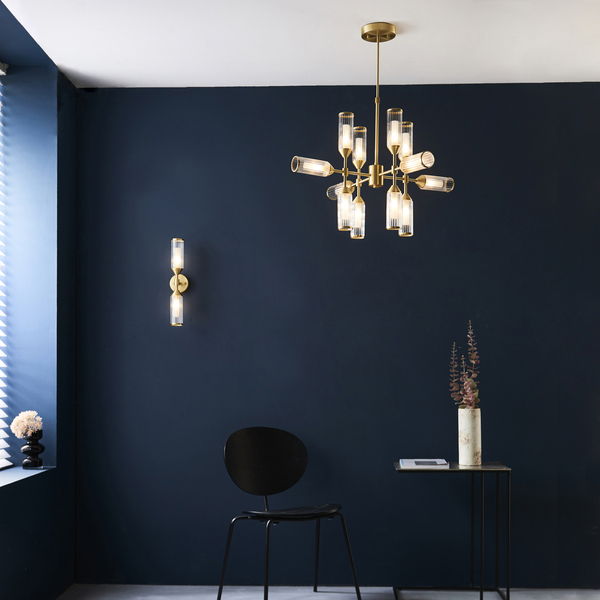 Wisząca lampa hampton L&-192214 Light& szkło plisowane mosiądz