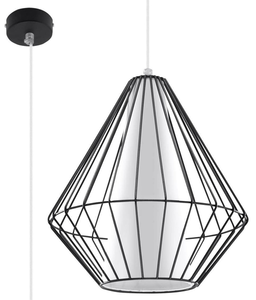 Industrialna LAMPA wisząca SL.0298 druciana OPRAWA zwis drut metalowy klatka skeleton czarny