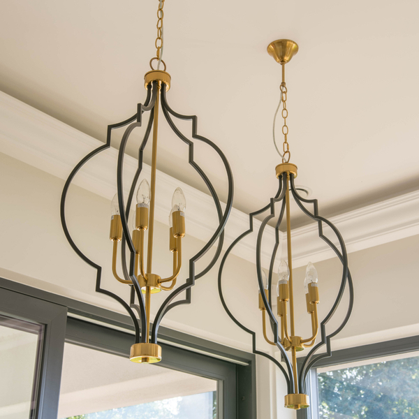 Industrialna LAMPA wisząca NASHVILLE P05186BK Cosmolight świecznikowy zwis na łańcuchu czarny złoty