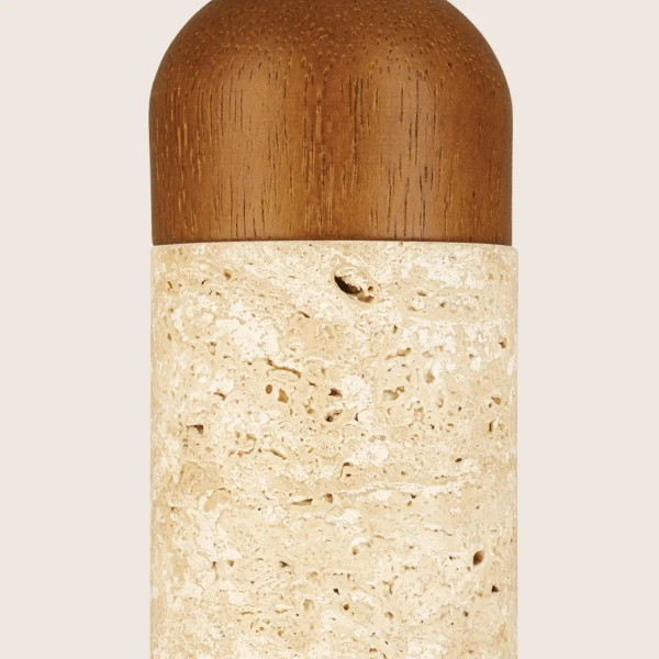 Wisząca lampa z kamienia 25417 do salonu drewniana beżowa