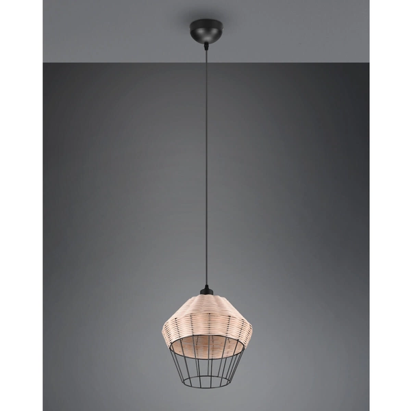 Zwisająca lampa Borka R31261936 RL Light koszyk druciak drewniana czarna
