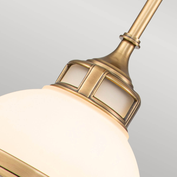 Szklana lampa wisząca retro Amelia HK-AMELIA-P-S-HB mosiądz biały