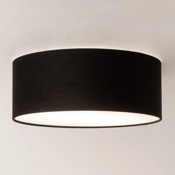 Okrągły plafon do salonu Soft 40648 Sigma welurowy klosz czarny