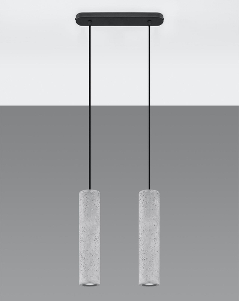 Betonowa LAMPA wisząca SL.0654 tuba OPRAWA ZWIS okrągły na listwie szare czarne