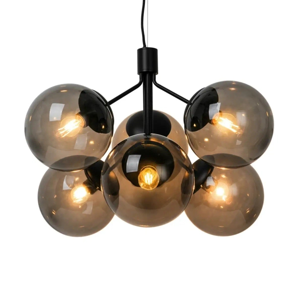 Szklana lampa wisząca nad stół IVONA 2112163003 kule czarny przydymiony