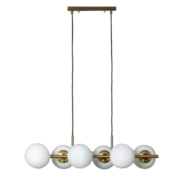 Wielopunktowa lampa zwisająca Milano ABR-LWZC-6XE27 kule biała złota