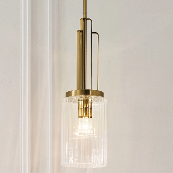 Zwisowa lampa QN-KIMROSE-MP-BNB klosz tuba mosiądz