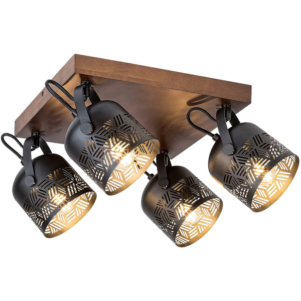 Regulowana lampa sufitowa Rotem 3299 do przedpokoju czarna drewniana