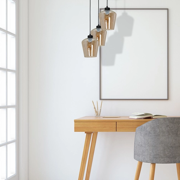 Skandynawska LAMPA wisząca SANTIAGO MLP6613 Milagro loftowa OPRAWA szklany ZWIS kaskada czarna bursztynowa