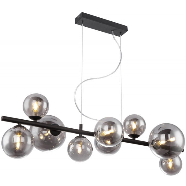 Loftowa lampa wisząca Riha 56133-9H kule do jadalni ball czarna przydymiona