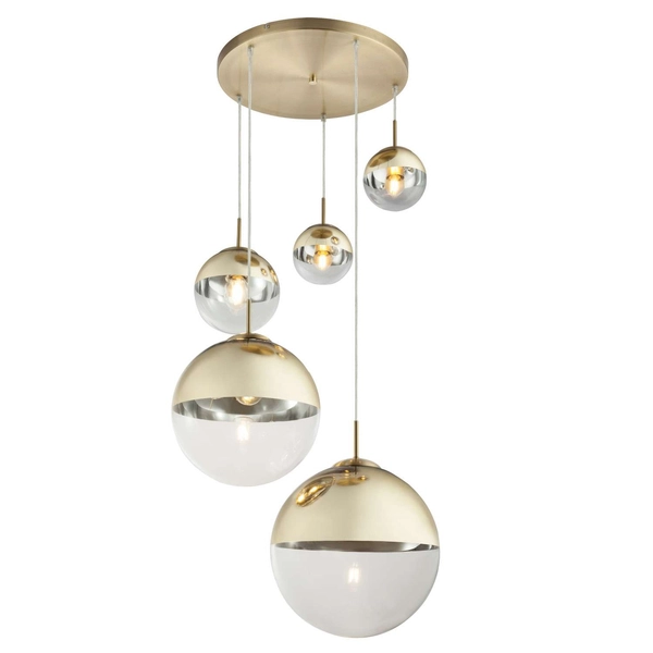 LAMPA wisząca VARUS 15855-5 Globo OPRAWA kaskada szklane kule balls złota przezroczysta
