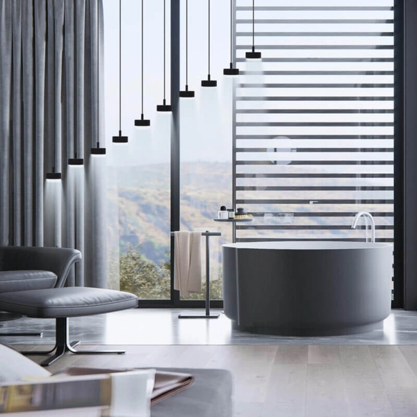 Minimalistyczna lampa zwisająca no.mini 5163 Shilo metalowa czarna