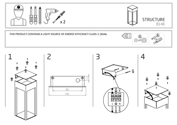 Ogrodowa LAMPA ścienna STRUCTURE LED 8146 Nowodvorski elewacyjna OPRAWA prostokątna LED 13W 3000K outdoor IP54 czarna
