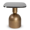 Metalowy stolik kawowy RINGO MM001501100392 czarny złoty dekor marmuru 50cm