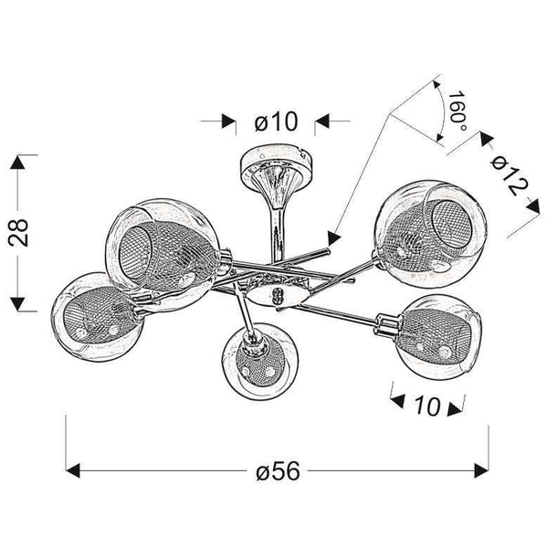 Plafon Ozzo 35-72252 metalowa szklane kule balls przezroczyste chrom
