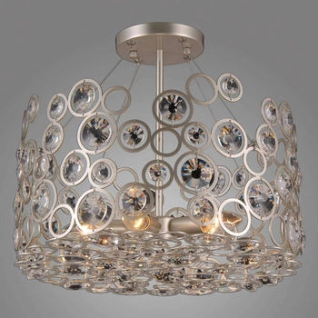 Plafon LAMPA sufitowa NARDO PNPL-33064-5-CH.S Italux okrągła OPRAWA glamour z kryształami metalowa crystal srebrna szampańska