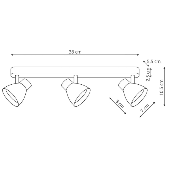 Regulowana sufitowa lampa Dravo LP-9523/3WS BK potrójna czarna
