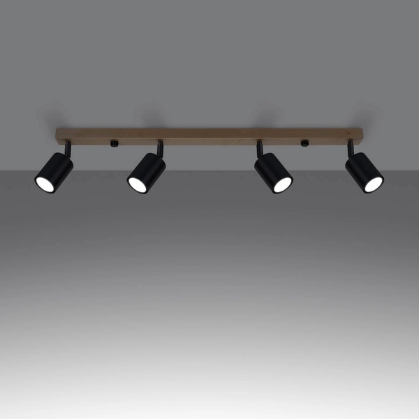 Lampa nasufitowa na listwie Verdo SL.1294 do kuchni drewniana czarna