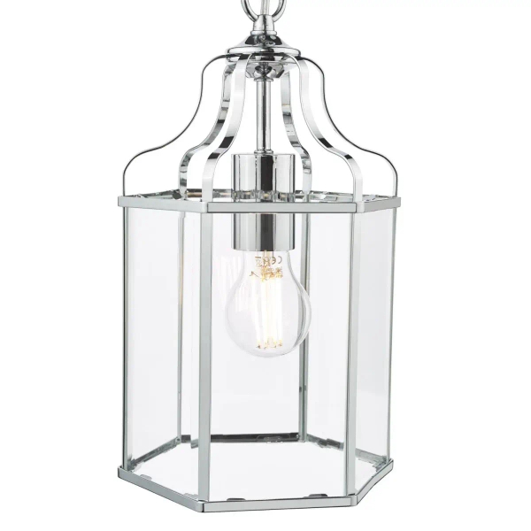 Wisząca lampa do salonu na łańcuchu szklany chrom Aled OUTLET