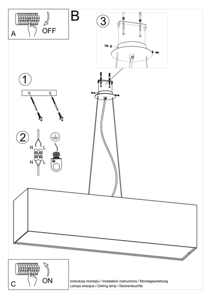 Abażurowa lampa wisząca SL.0782 prostokątna nad stół czarna