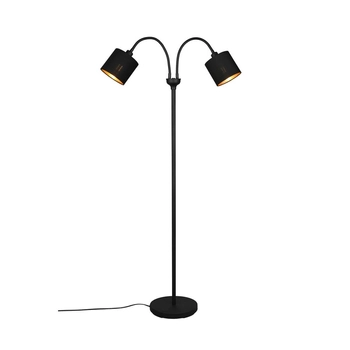 Podwójna lampa podłogowa IKERIS DL079-46332 materiałowa czarny złoty