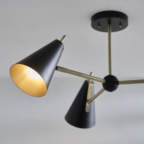 Wisząca lampa stożkowa L&-196746 Light& do salonu czarna mosiądz
