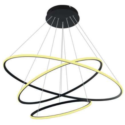 Okrągła LAMPA wisząca SLIM/000022/3000/B MDECO metalowa OPRAWA zwis LED 93W 3000K pierścienie czarne