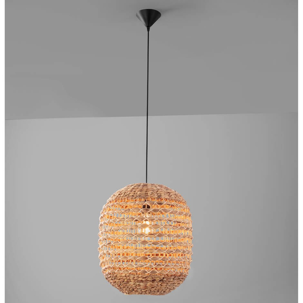 Lampa wisząca GUARDIA LE44578 owalna pleciona naturalna czarna