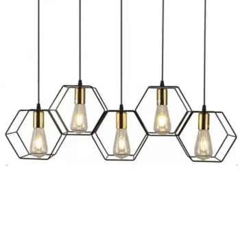 Wisząca lampa na listwie Honey ABIGALI-LWH-5XE27 plaster miodu czarna